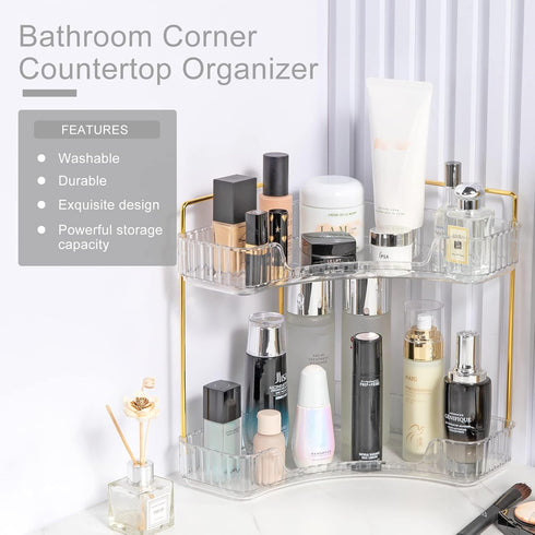 Countertop Counter, 2 INVSSENE Corner Bathroom Organizer, Vanity Trays for Makeup Organizers, Perfume Tray, Kitchen