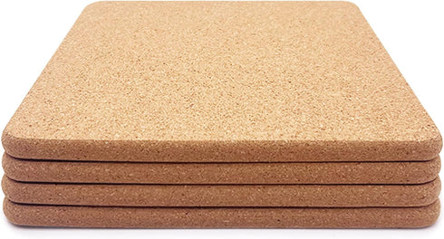 Cork Trivet, 4 Pcs High Density Thick Square Cork Hot Pads for Table & Countertop, 8 Inch Heat Resistant