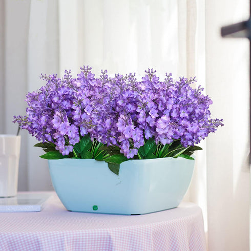 Artificial Flowers Bouquets, Wisteria Hyacinth Fake Bulk for Vase Home Decor, UV Resistant for Indoors, Outdoors,