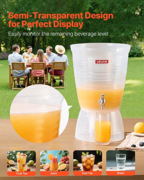 2.64 VEVOR Beverage Dispenser, Gallon Drink Dispenser for Parties, Plastic Juice Dispensers with Spigot Ice Chamber