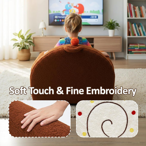 OUOZZZ 16, Toddler Chair for Ages Soft Sherpa Kids Sofa with Book Pocket & Carry Handle, Comfy Single-Seat Couch