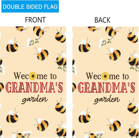 ZJXHPO Welcome To Grandma's Garden Flag, Grandparents Outdoor Decor, Bee Yard Gift, Honey House Gift