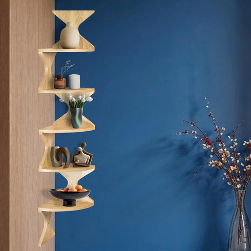 5 5 Zigzag Corner Shelf, Wood Corner Wall Shelf, Tier Floating Corner Shelves for Small Space Storage, Corner Bookcase