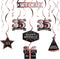 LINGTEER Happy 35th Birthday Decorations, 12 Pcs Black & Rose Gold Foil Swirls Streamer Set for 35 Years Old