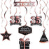 LINGTEER Happy 35th Birthday Decorations, 12 Pcs Black & Rose Gold Foil Swirls Streamer Set for 35 Years Old