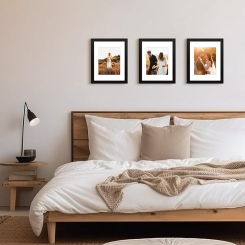 Golden State Art 11x14 Black Photo Wood Frame with Real Glass and White Mat for 8x10 Picture