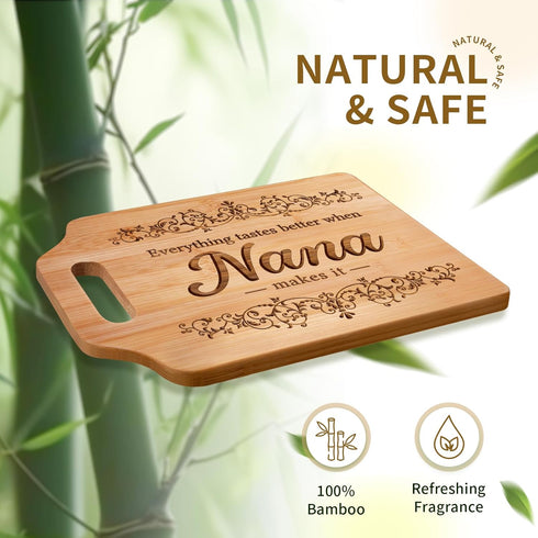 Nana Gifts - Engraved Bamboo Cutting Board, 12.3"L x 8.7"W x 0.4"Th, Birthday Gifts for Nana