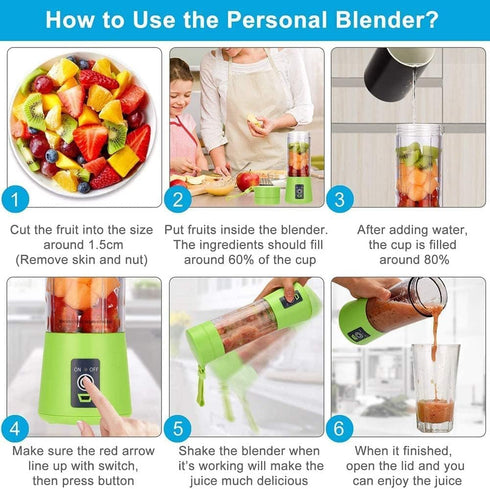 ISA Portable Blender for Shakes & Smoothies, Cordless Mini Travel Juicer Cup Mixer, 13oz USB Rechargeable (GREEN)