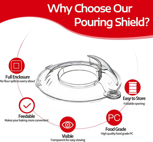 Updated KitchenAid Tilt Head 4.5-5 QT Pouring Shield, Fully Enclosed Foldable Lid Mixer Bowl Cover for Kitchen Aid