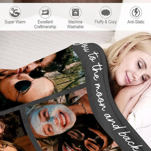 Promistill (02-4 Twin60"80")) Ships Next Day, Couple Gifts Custom Blanket with Photos Personalized Flannel Throw