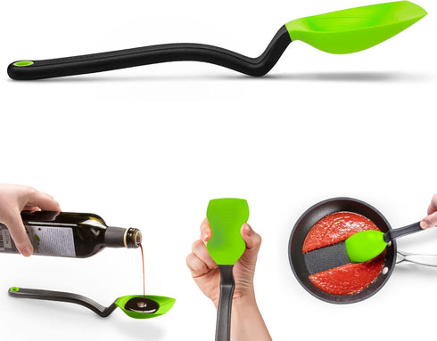 Dreamfarm Supoon Non-Stick Spoon - Sit-Up Silicone Scraping, Serving, Cooking, 11" Green