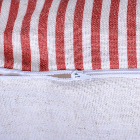 Red Stripes Buttons Linen Decorative Accent Throw Pillow Cases, 16 x 20 Inches