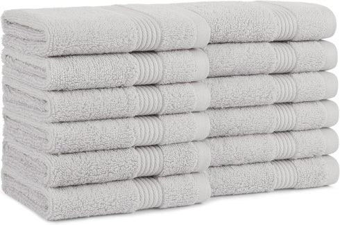Arkwright Bath Washcloths 12 Pack - Super Soft 100% Cotton, 600 GSM