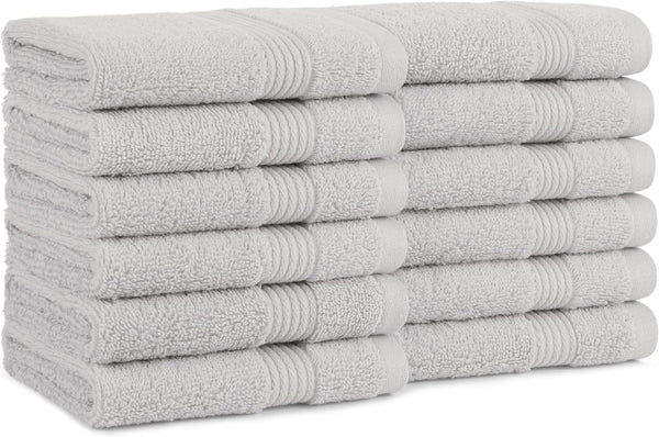 Arkwright Bath Washcloths 12 Pack - Super Soft 100% Cotton, 600 GSM