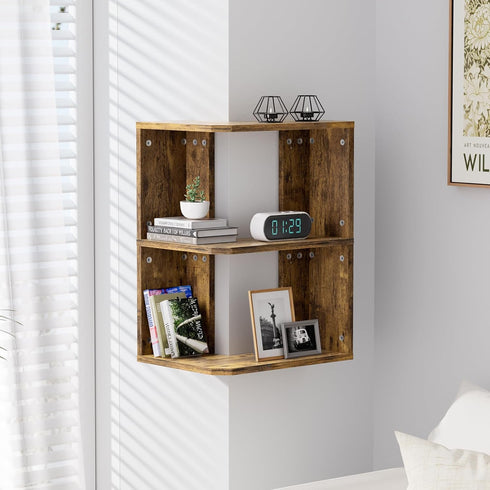 3-Tier Floating Corner Shelf, Floating Shelf for Wall, Floating Book Shelf for Living Room, Bedroom, Bathroom, Home