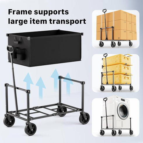 150L Collapsible Wagon Cart with Wheels, Lightweight Foldable Utility Cart, Portable Rolling Wagon for Garden