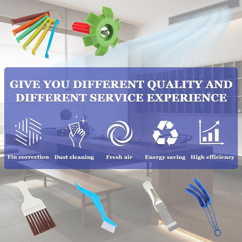 BOJACK Air Conditioner Fin Cleaner Set, AC Fin Comb and Brush, Condenser Coil Cleaner Tool (6 Pcs)