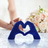 Heart shaped hand carved decorative aesthetics, blue heart shaped bookshelf decor, office coffee table entryway desktop