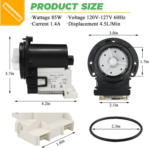 4681EA2001T Washer Drain Pump Motor by Techecook for Kenmore & LG Washing Machines