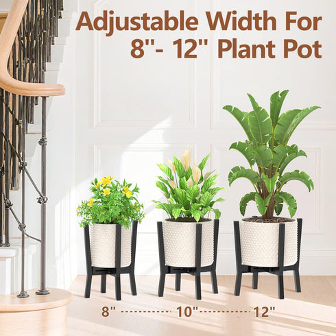 8 12 Inch 1 Pack LASZOLA Black Adjustable Plant Stand for Single Large Outdoor Indoor Planters, Heavy Duty Metal Floor