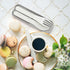 MONBENTO Cutlery Set for Lunch Box MB Pocket Natural, 3 Pieces Fork Knife Spoon, Biodegradable Plastic, Cream