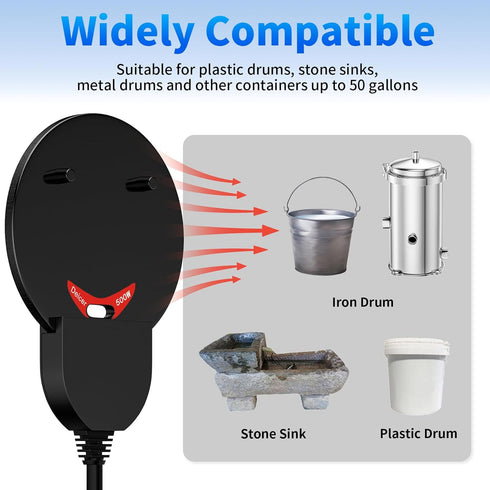 Brbecon 500Watt Submergible Chicken Waterer Heater, Thermostatic Control Heated Chicken Waterer Deicer, Aluminum
