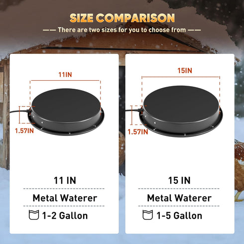 Eggluuz 110 11 Chicken Water Heater for Winter, Watt Chicken Drinker Heated Base in Chicken Waterer Heater