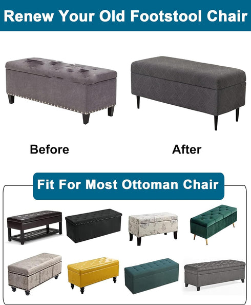 CRFATOP Jacquard Ottoman Stool Cover Stretch Folding Storage Footstool Bench Slipcovers Upholstered Foot Chest Chair