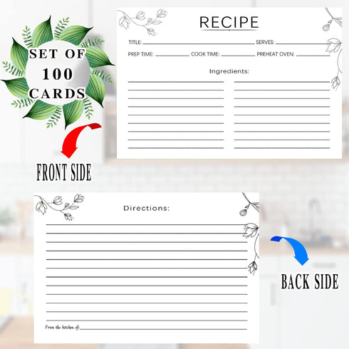 100 Count Recipe Cards, Recipe Cards 4x6 Inch White, 4x6 Recipe Cards Double Sided, Blank Recipe Cards for Bridal Showers and Wedding, Christmas Gifts