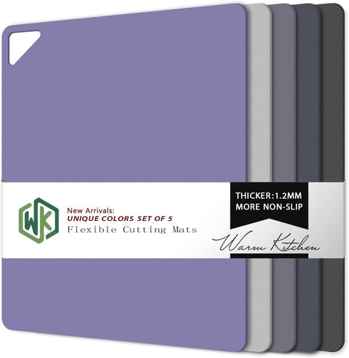 WK Plastic Cutting Boards Set of 5, Flexible Non-Slip Mats for Kitchen, Thin Cutting Sheets with Hole