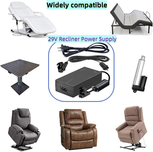 Universal Power Cord for Recliner Chair - 29V 2A 2 Pin AC/DC Power Supply Transformer for Electric Recliner