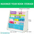 4-Tier Humble Crew Kids Bookshelf, White Wood/Pastels - Premium Book Shelf for Kids Rooms with Four Deep Pockets