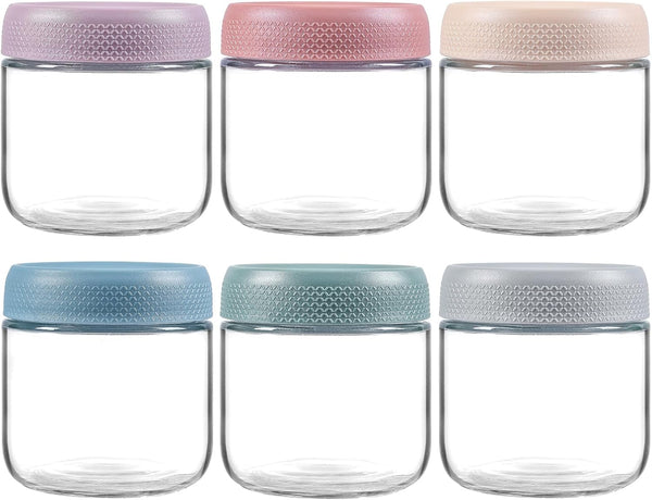 NETANY 6-pack 10oz Glass jars with Airtight Lids, Overnight Oats Containers with