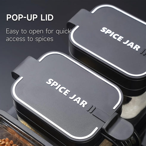 Mlici Set 3 13.52 Set Countertop Seasoning Containers with Lid and Spoon, of Glass Salt and Sugar Container, Ounce Wall