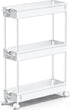 3 SPACEKEEPER Slim Rolling Storage Cart, Tier Bathroom Storage Organizer Laundry Room Utility Cart Mobile Shelving