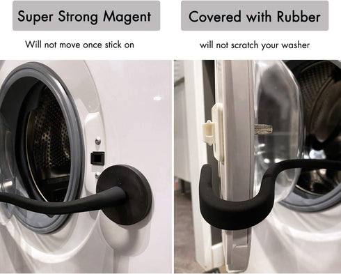 Spedtees Front Load Washer Door Prop, Magnetic Flexible Support to Keep Washer Drying Door Open (Black, Round)