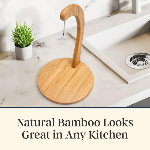 Countertop Totally Bamboo Banana Holder Wooden Banana Stand and Hanger for Fruit Storage, Durable Bamboo Banana Hook