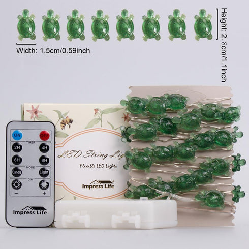 Turtle String Lights, Impress Life 10 ft LED Silver Wire with 40 LEDs and Remote for Indoor/Outdoor
