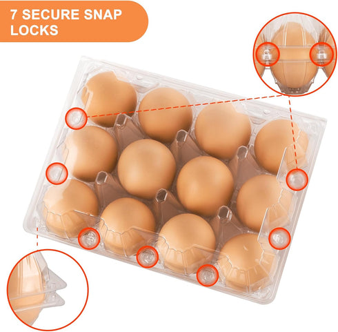Lixavaer 100 Pack 34 Clear Plastic Egg Cartons, Reusable Stackable Egg Containers for Farm, Market & Fridge Storage