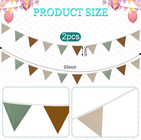 2 7.75 Oudain Pcs Pennant Banner Flags Nursery Garland Triangle Bunting Flags Playroom Wall Decor Banner for Nursery