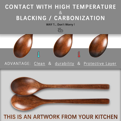 7PCS Wooden Spoons for Cooking, 9.3 Inch Large Ladles for Pasta, Mixing, Stirring, Baking, Cooking Utensils Set