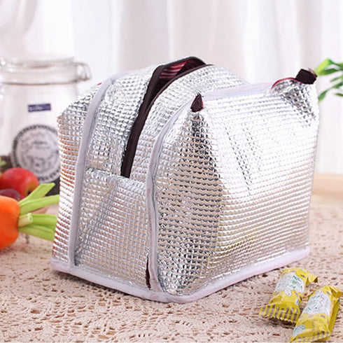 2PCS Reusable Lunch Tote Bags, Portable Insulated Lunch Cooler Bag for Picnic Office Beach (Green+Red)