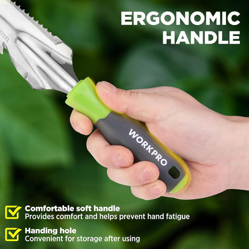 WORKPRO Hand Weeder Puller, 5-in-1 Stainless Steel Garden Trowel with Soft Handle for Easy Weeder Removal, Planting,