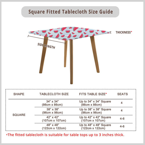 Summer 48x48 Inch Outdoor Square Fitted Tablecloth Stretchy Washable Fabric Coffee Table Cloth Non Slip Folding Card