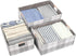 Fabric Storage Bin Box, Collapsible Cotton Linen Storage Cube with Wooden Handles, Light Gray Plaid, Medium