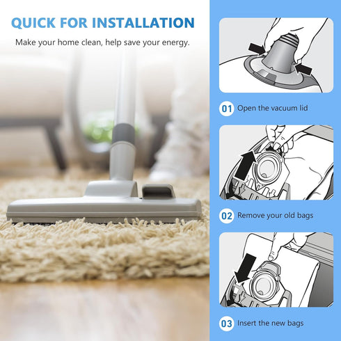 Improvedhand 10 Packs 3D Airclean Bags for Miele GN Vacuum Cleaner, Fit for Miele Classic C2 C3