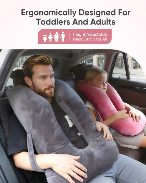 TinlyFinly Car Travel Pillow for Kids Adults, Raised Padding Head and Neck Support Car Seat Sleeping Pillow