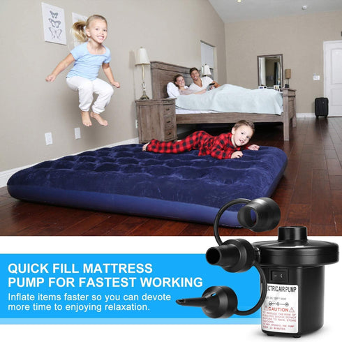 Swimming Air Pump Air Mattress Pump for Inflatables Blow up Pool Raft Bed Boat Toy, Quick-Fill, for Outdoor Camping