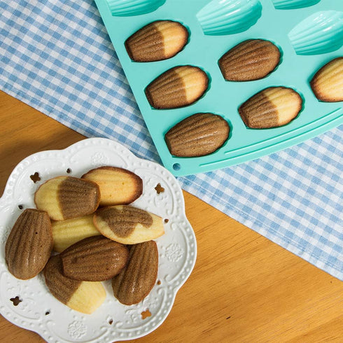 Webake 18 Cavity Silicone Madeleine Pan for Small Cake, Candy, and Cookies