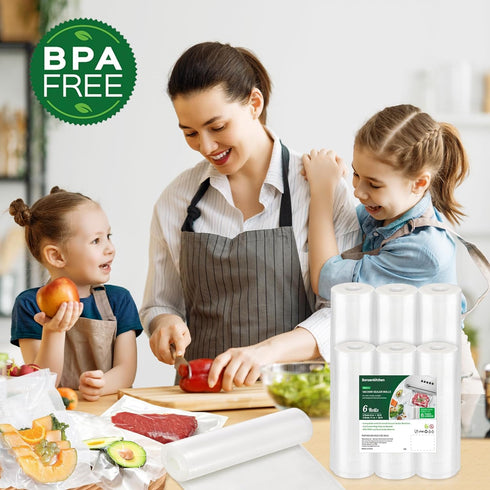 Bonsenkitchen Vacuum Sealer Bags - 6 Pack, 3 Rolls 11" x 20' + 3 Rolls 8" x 20' BPA Free Food Storage Bags